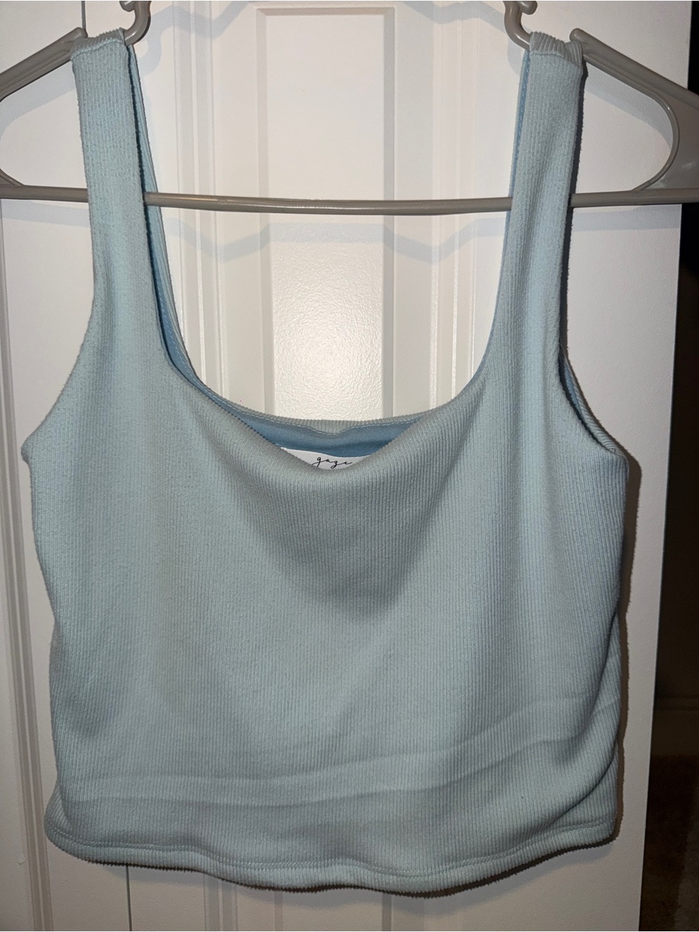 Light Blue Ribbed Scoop Tank Top Size S/M
